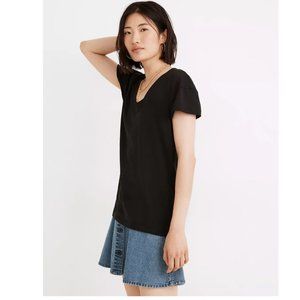 Madewell Whisper Cotton Scoopneck Tee in Black Size XS